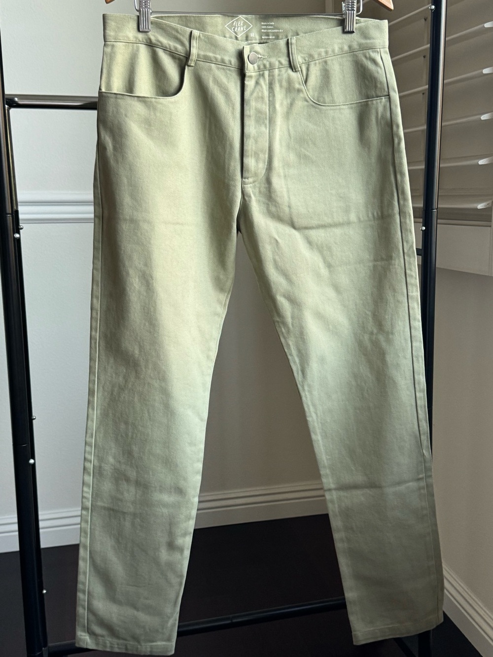 Alex Crane Cham Pants Men's 32 Light Olive Green Organic Cotton Canvas NWT